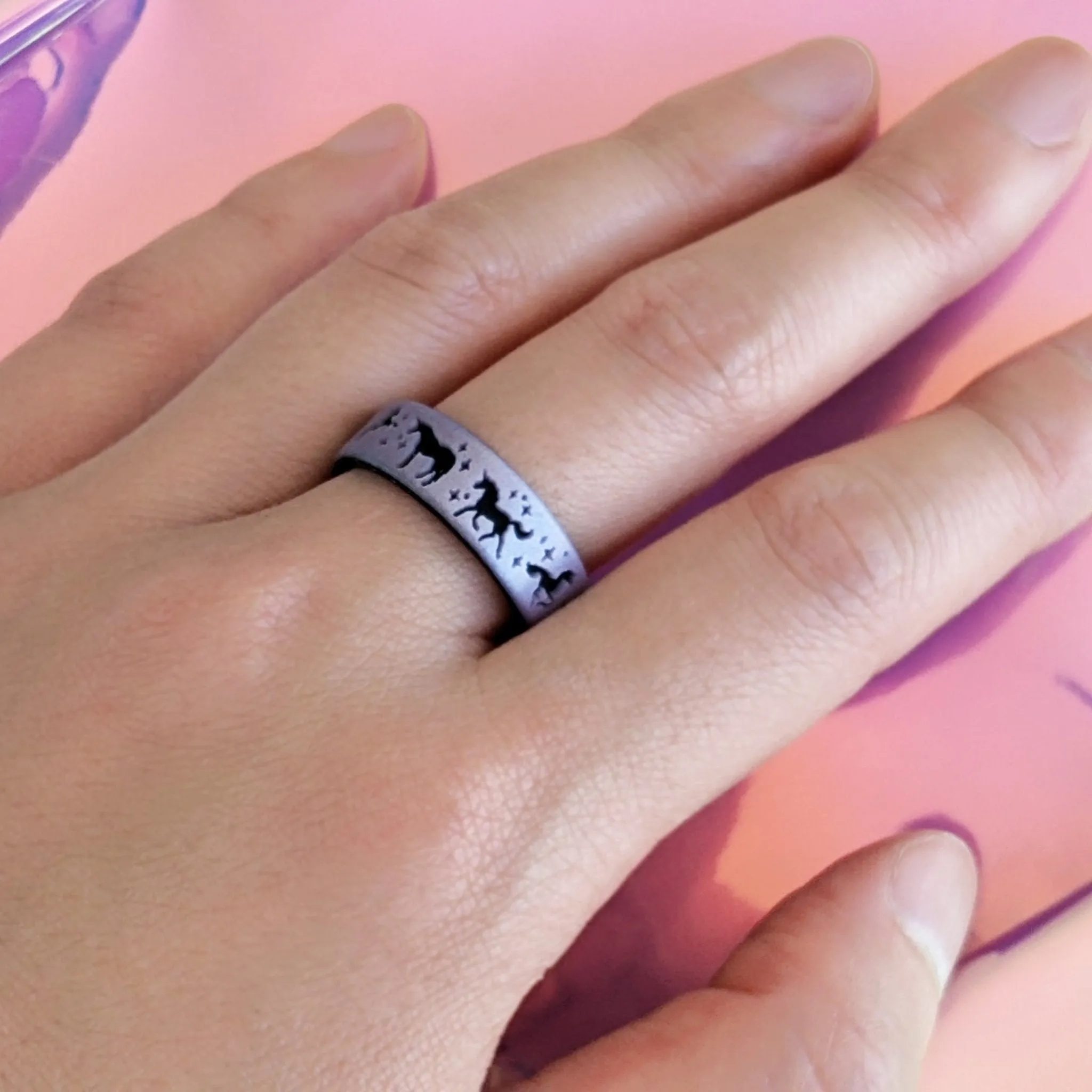 Unicorn Silicone Wedding Ring - Engraved Dual Layer