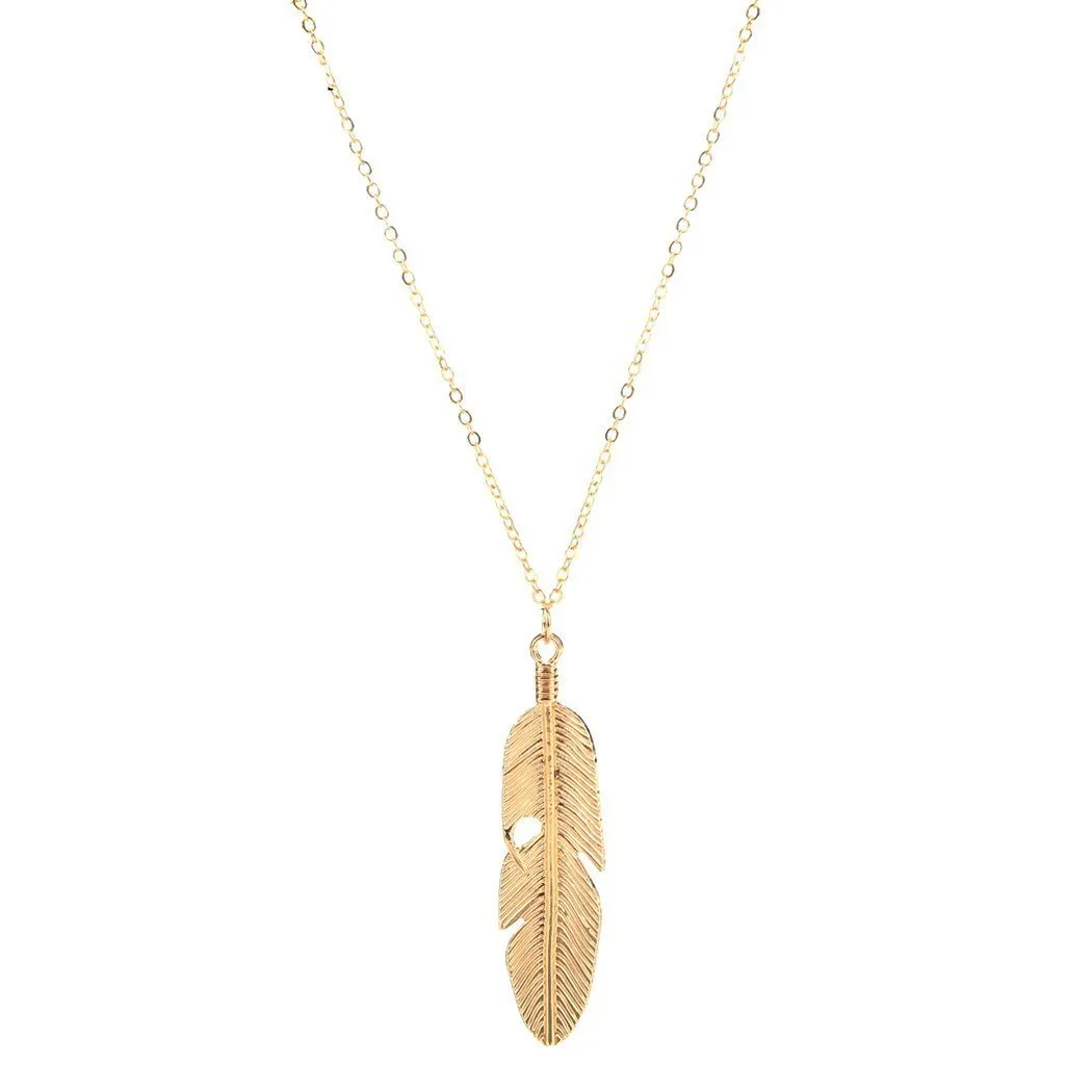 Unisex Feather Pendant Necklace