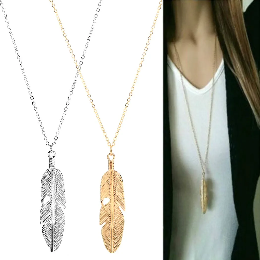 Unisex Feather Pendant Necklace