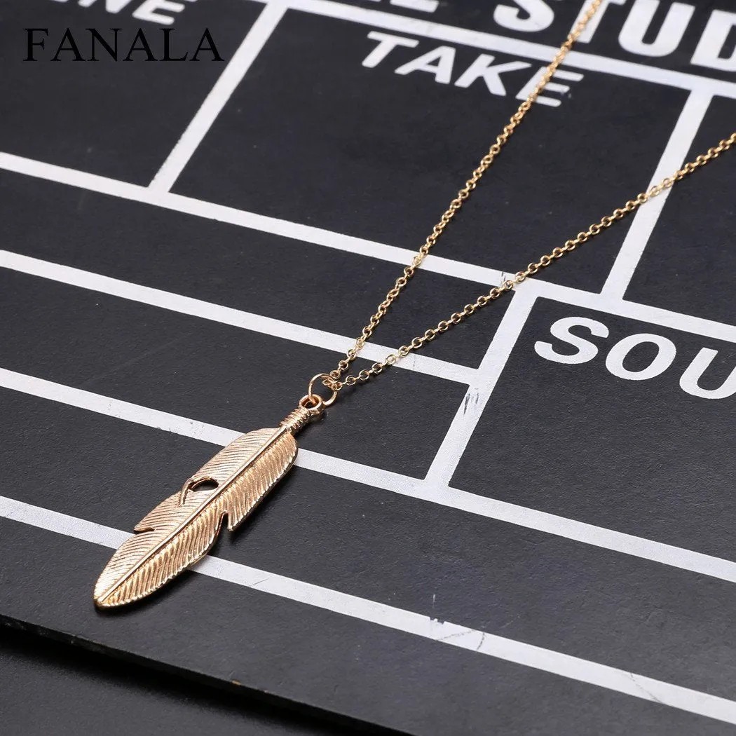 Unisex Feather Pendant Necklace