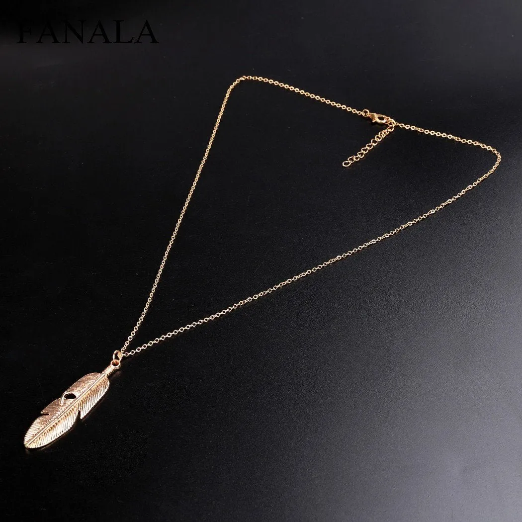 Unisex Feather Pendant Necklace