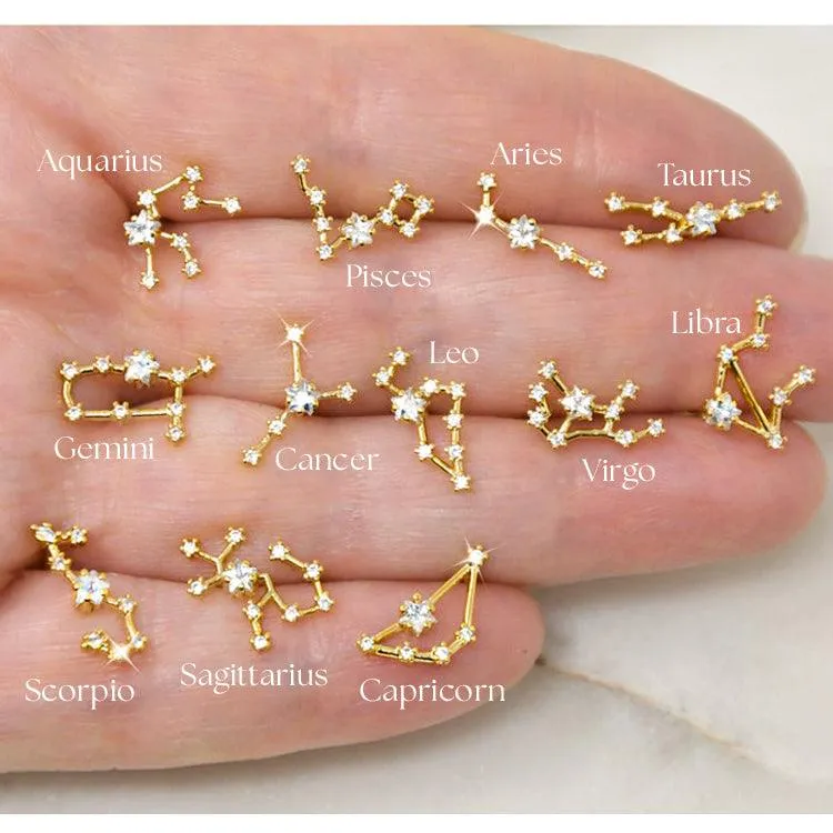 Valini Zodiac Constellation Stud Earrings | 18K Gold Plated