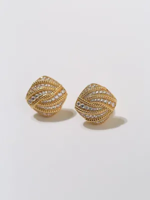 Vintage-Inspired Square Twist Diamond Stud Earrings