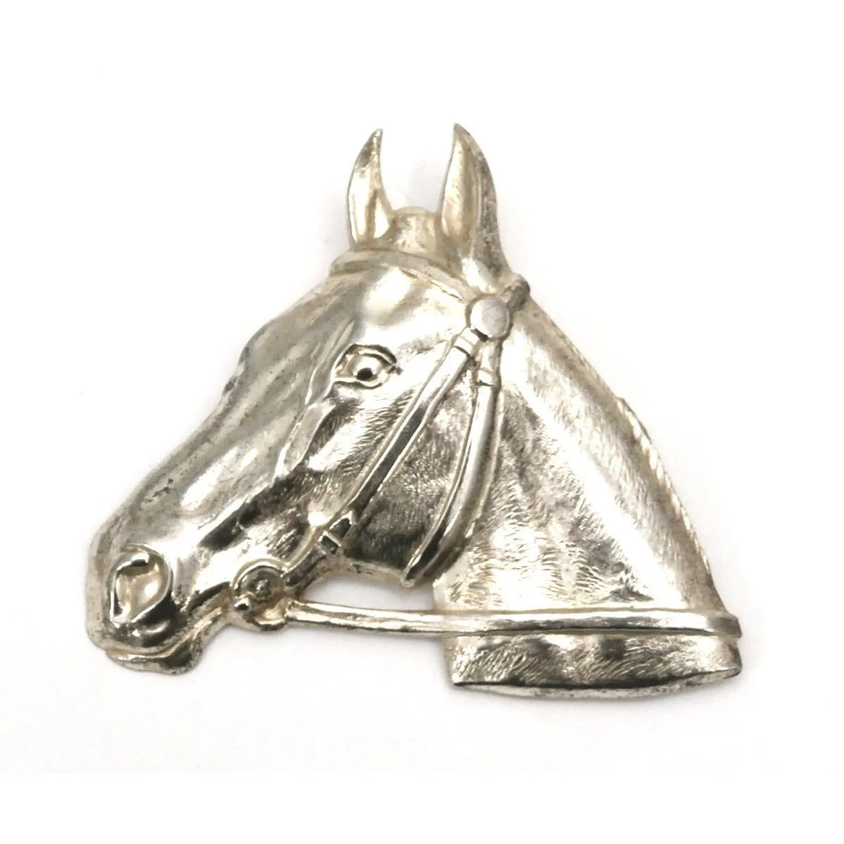 Vintage Silver Plated Horse Head Brooch Large 1920s-1930s