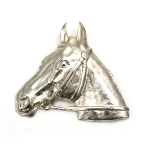 Vintage Silver Plated Horse Head Brooch Large 1920s-1930s