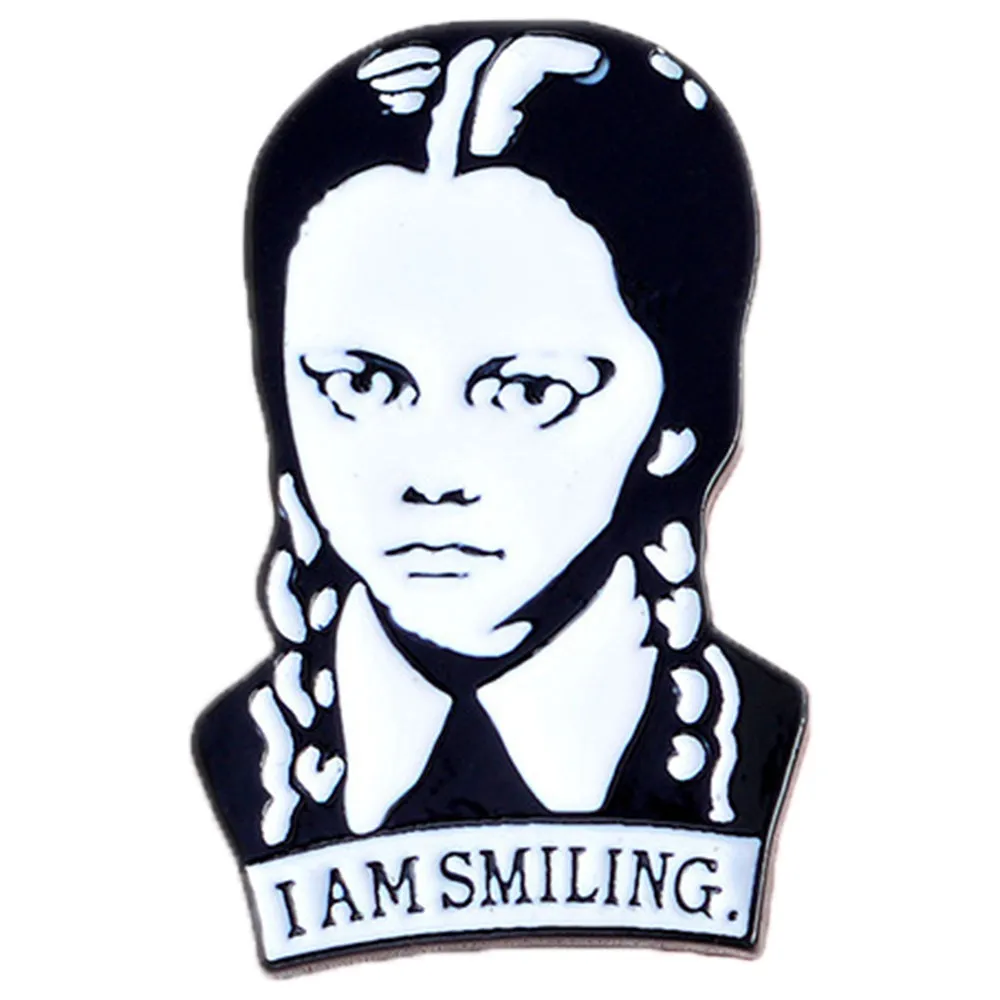 [Wednesday Addams I Am Smiling] Enamel Brooch Pin