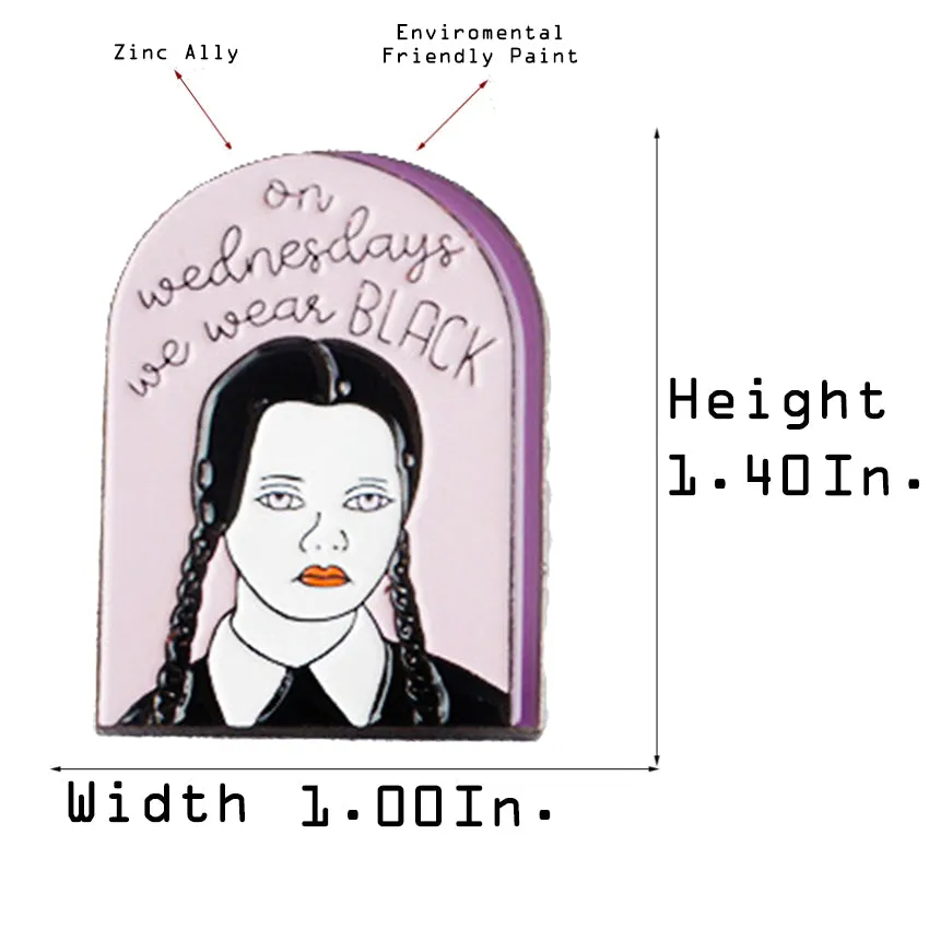 [Wednesday Addams On Wednesday We Wear Black] Enamel Brooch Pin