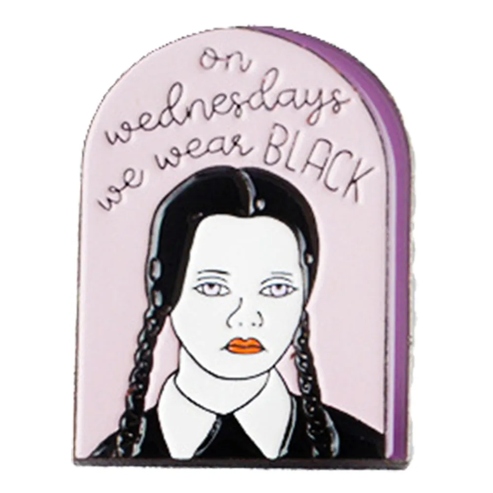 [Wednesday Addams On Wednesday We Wear Black] Enamel Brooch Pin