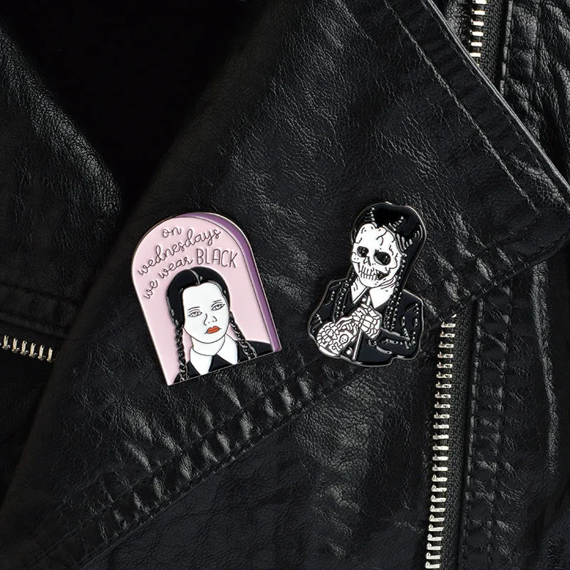 [Wednesday Addams On Wednesday We Wear Black] Enamel Brooch Pin