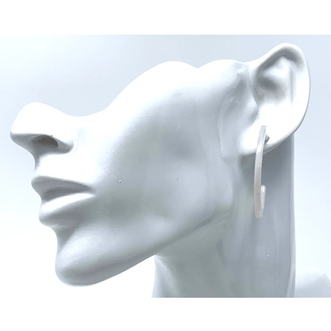 White Marbled Resin Hoop Earrings