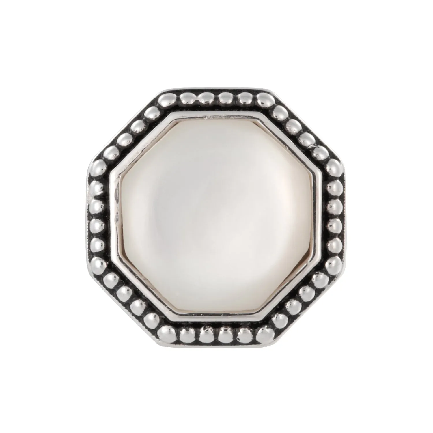 White Mother of pearl or Onyx Octagon Sterling SINGLE Tuxedo Stud