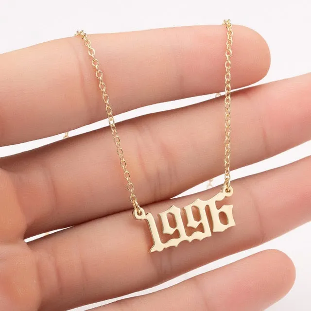 Women Personalized Necklace Special Date Year Number Necklace  girl1994 1995 1996 1997 1998 1999 from 1980 to 2002 chain Jewelry