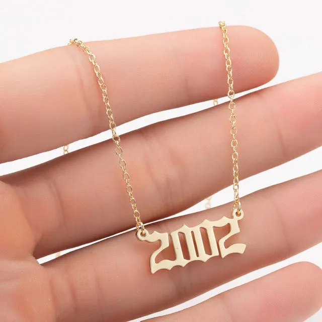 Women Personalized Necklace Special Date Year Number Necklace  girl1994 1995 1996 1997 1998 1999 from 1980 to 2002 chain Jewelry