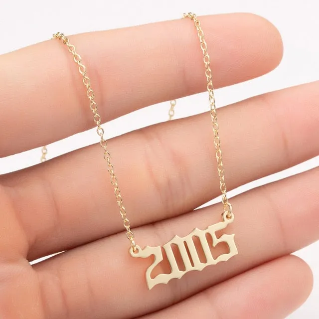 Women Personalized Necklace Special Date Year Number Necklace  girl1994 1995 1996 1997 1998 1999 from 1980 to 2002 chain Jewelry