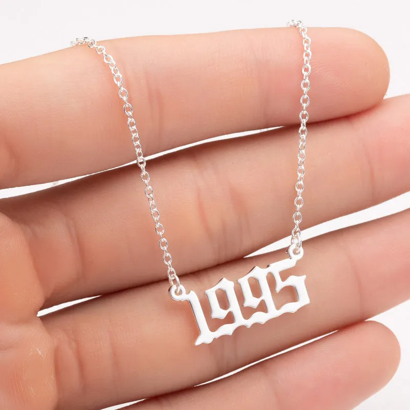 Women Personalized Necklace Special Date Year Number Necklace  girl1994 1995 1996 1997 1998 1999 from 1980 to 2002 chain Jewelry