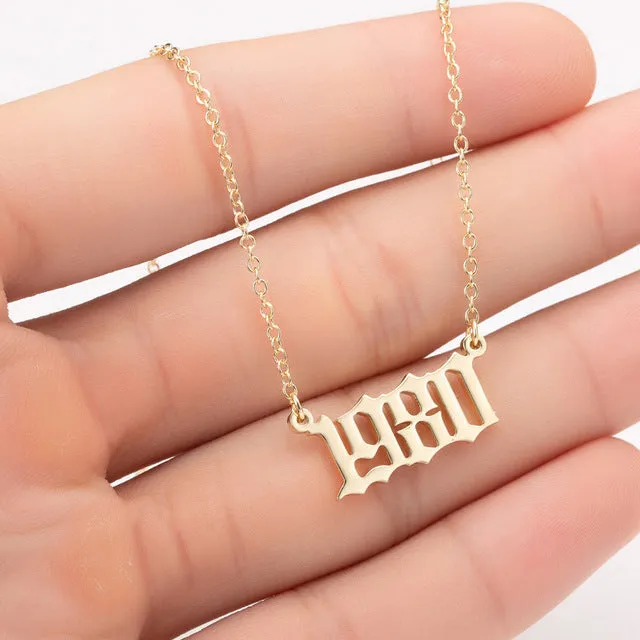 Women Personalized Necklace Special Date Year Number Necklace  girl1994 1995 1996 1997 1998 1999 from 1980 to 2002 chain Jewelry