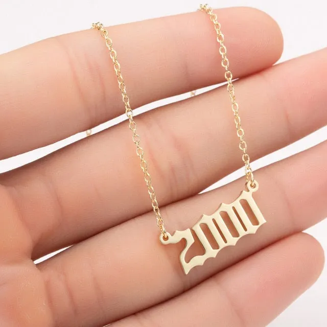 Women Personalized Necklace Special Date Year Number Necklace  girl1994 1995 1996 1997 1998 1999 from 1980 to 2002 chain Jewelry