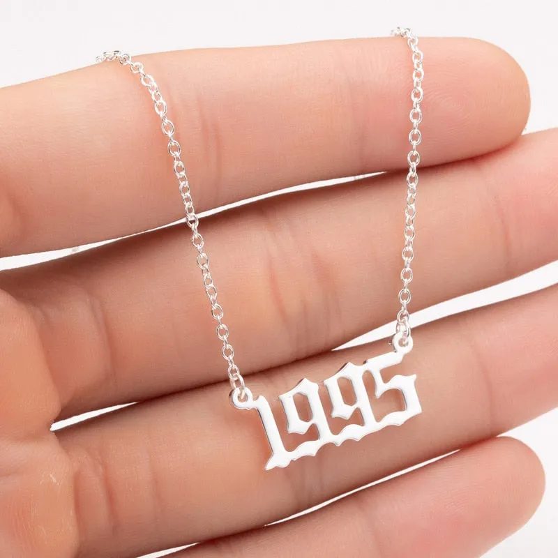 Women Personalized Necklace Special Date Year Number Necklace  girl1994 1995 1996 1997 1998 1999 from 1980 to 2002 chain Jewelry