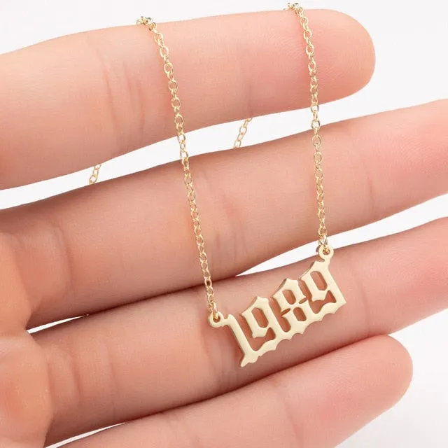 Women Personalized Necklace Special Date Year Number Necklace  girl1994 1995 1996 1997 1998 1999 from 1980 to 2002 chain Jewelry